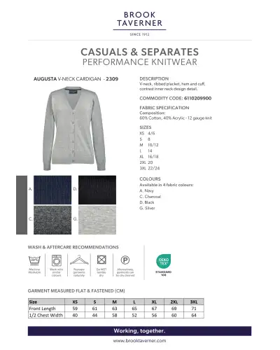 Ladies Knitwear Brook Taverner Augusta V-Neck Cardigan £45.00