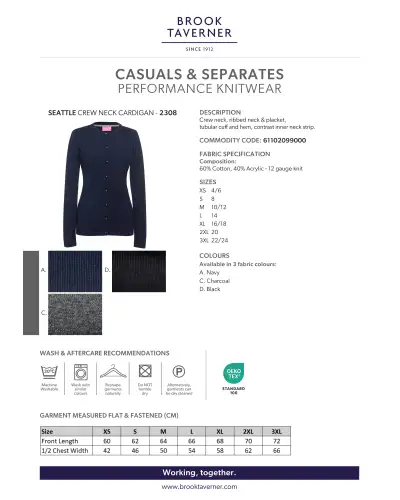 Ladies Knitwear Brook Taverner Seattle Crew-Neck Cardigan £65.00