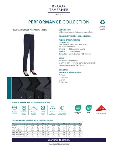 Ladies' Trousers Brook Taverner Hempel Slim Leg Trouser £45.00