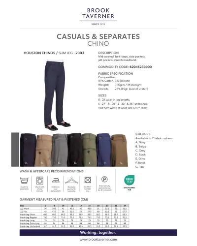 Ladies' Trousers Brook Taverner Houston Slim Leg Chinos £45.00