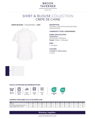 Blouses Brook Taverner Siena Crepe De Chine Blouse A - White £45.00