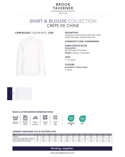 Blouses Brook Taverner Capri Crepe De Chine Blouse A - White £45.00