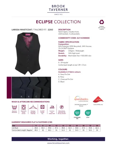 Ladies' Waistcoats Brook Taverner Larissa Ladies Waistcoat £45.00