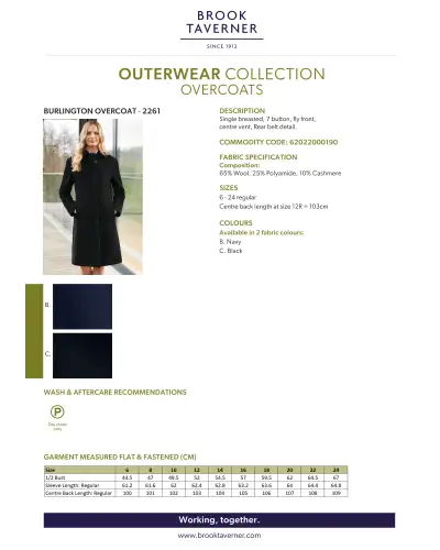 Womenswear Brook Taverner Ladies Burlington Overcoat £135.00