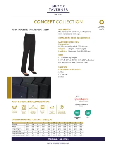 Ladies' Trousers Brook Taverner Aura Straight Leg Trouser £45.00