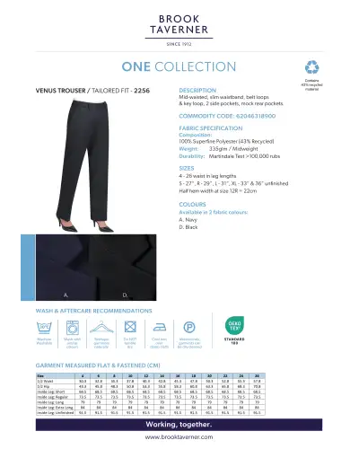 Ladies' Trousers Brook Taverner Venus Straight Leg Trouser £45.00