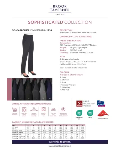 Ladies' Trousers Brook Taverner Genoa Tailored Leg Trouser £45.00