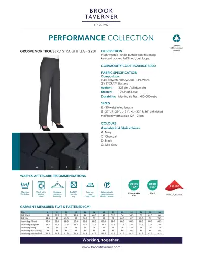 Ladies' Trousers Brook Taverner Grosvenor Straight Leg Trouser £45.00