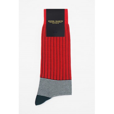 Men PEPER HAROW Oxford Stripe Mens Socks - Scarlet £15.00