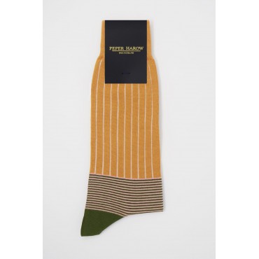 Men PEPER HAROW Oxford Stripe Mens Socks - Mustard £15.00