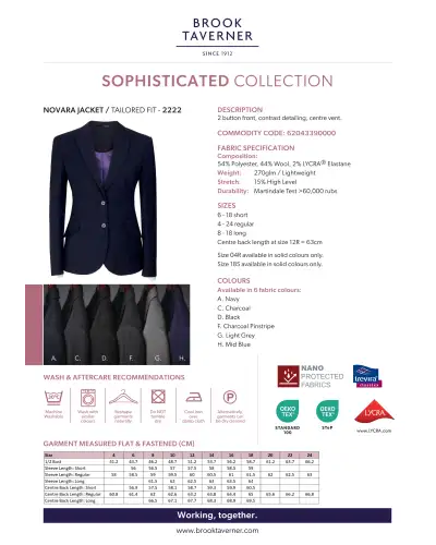 Ladies' Jackets Brook Taverner Novara Tailored Fit Jacket-BTC-2222 £145.00