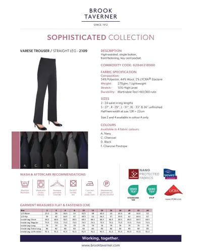 Ladies' Trousers Brook Taverner Varese Straight Leg Trouser £45.00