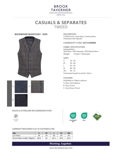 Waistcoat Brook Taverner Rockwood Mens Waistcoat £85.00