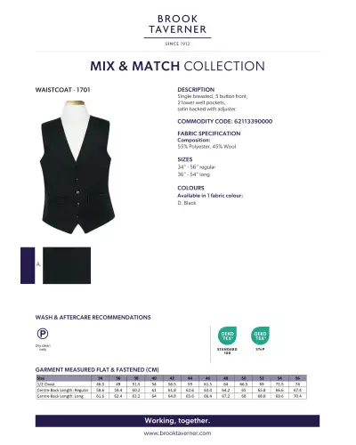 Men's Waistcoats Brook Taverner Black Herringbone Waistcoat A - Black h/b £45.00