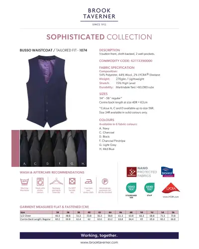 Men's Waistcoats Brook Taverner Corporatewear Busso Mens Waistcoat-BTC-1074 £45.00