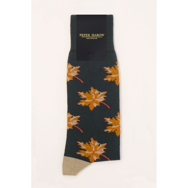 Men PEPER HAROW Autumn Leaf Mens Socks - Grey £15.00