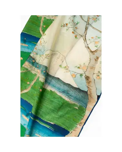 Scarves Fox and Chave Oriental Riverside Cherry Blossom Silk Habotai Scarf £42.00