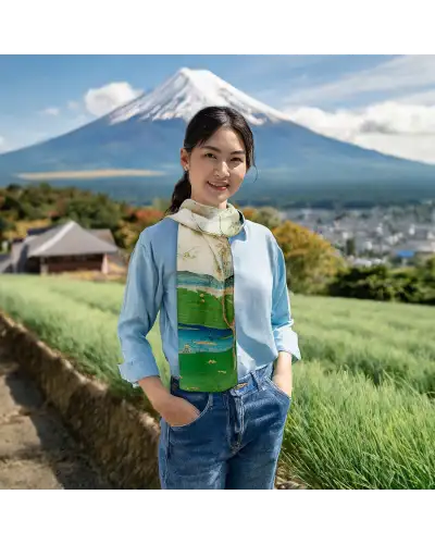 Scarves Fox and Chave Oriental Riverside Cherry Blossom Silk Habotai Scarf £42.00