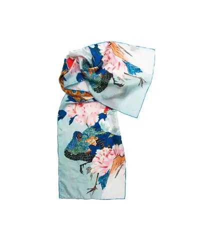 Scarves Fox and Chave Hiroshige Peacock Silk Habotai Scarf £42.00