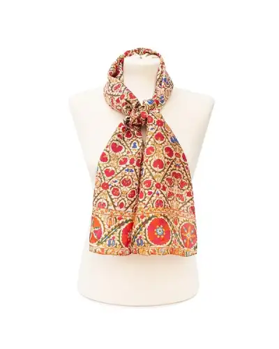 Scarves Fox and Chave Suzani Red Silk Habotai Scarf £42.00