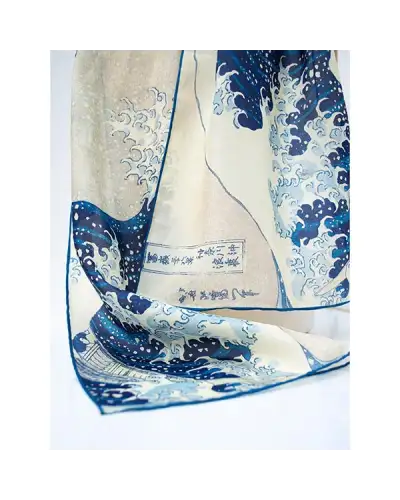 Scarves Fox and Chave Hokusai Wave Silk Habotai Scarf £42.00