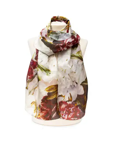 Scarves Fox and Chave Redoute Peony Silk Habotai Scarf £50.00