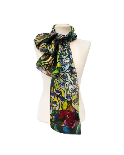 Scarves Fox and Chave Tiffany Peacock Silk Habotai Scarf £50.00