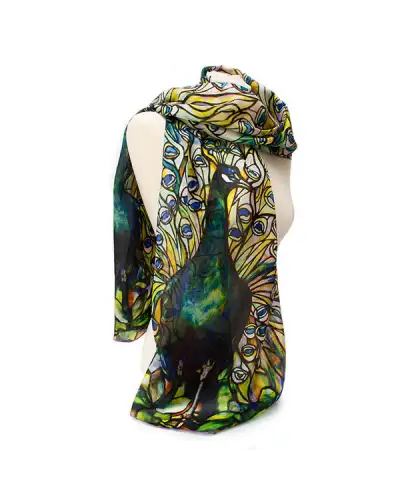 Scarves Fox and Chave Tiffany Peacock Silk Habotai Scarf £50.00
