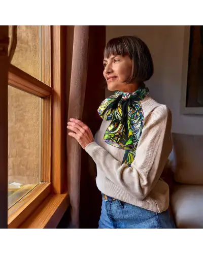 Scarves Fox and Chave Tiffany Peacock Silk Habotai Scarf £50.00