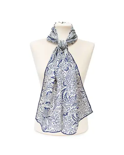 Scarves Fox and Chave Morris Navy Seaweed Crepe De Chine Scarf £45.00