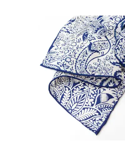 Scarves Fox and Chave Morris Navy Seaweed Crepe De Chine Scarf £45.00