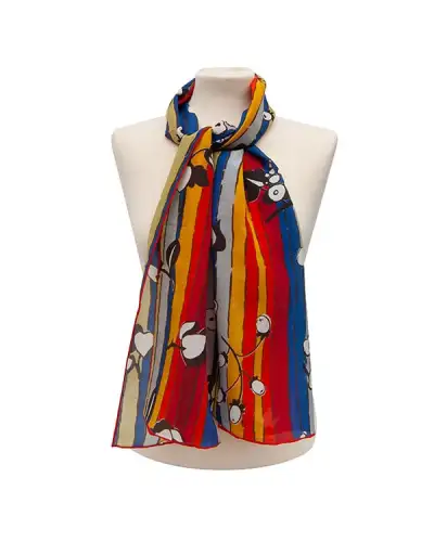 Scarves Fox and Chave Deco Stripes and Flowers Crepe De Chine Scarf £45.00