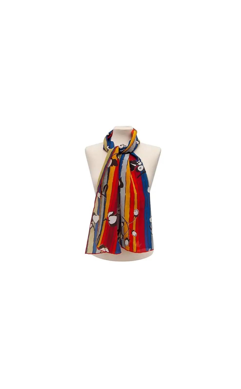 Scarves Fox and Chave Deco Stripes and Flowers Crepe De Chine Scarf £45.00