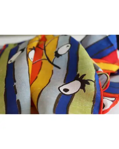 Scarves Fox and Chave Deco Stripes and Flowers Crepe De Chine Scarf £45.00