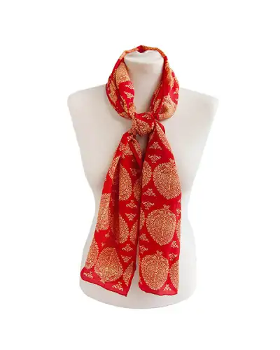 Scarves Fox and Chave Red and Gold Islamic Crepe De Chine Scarf £45.00