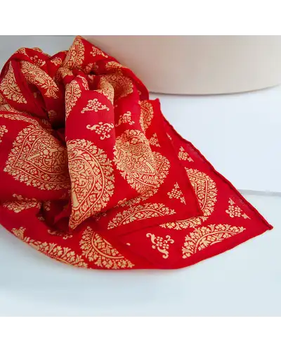 Scarves Fox and Chave Red and Gold Islamic Crepe De Chine Scarf £45.00