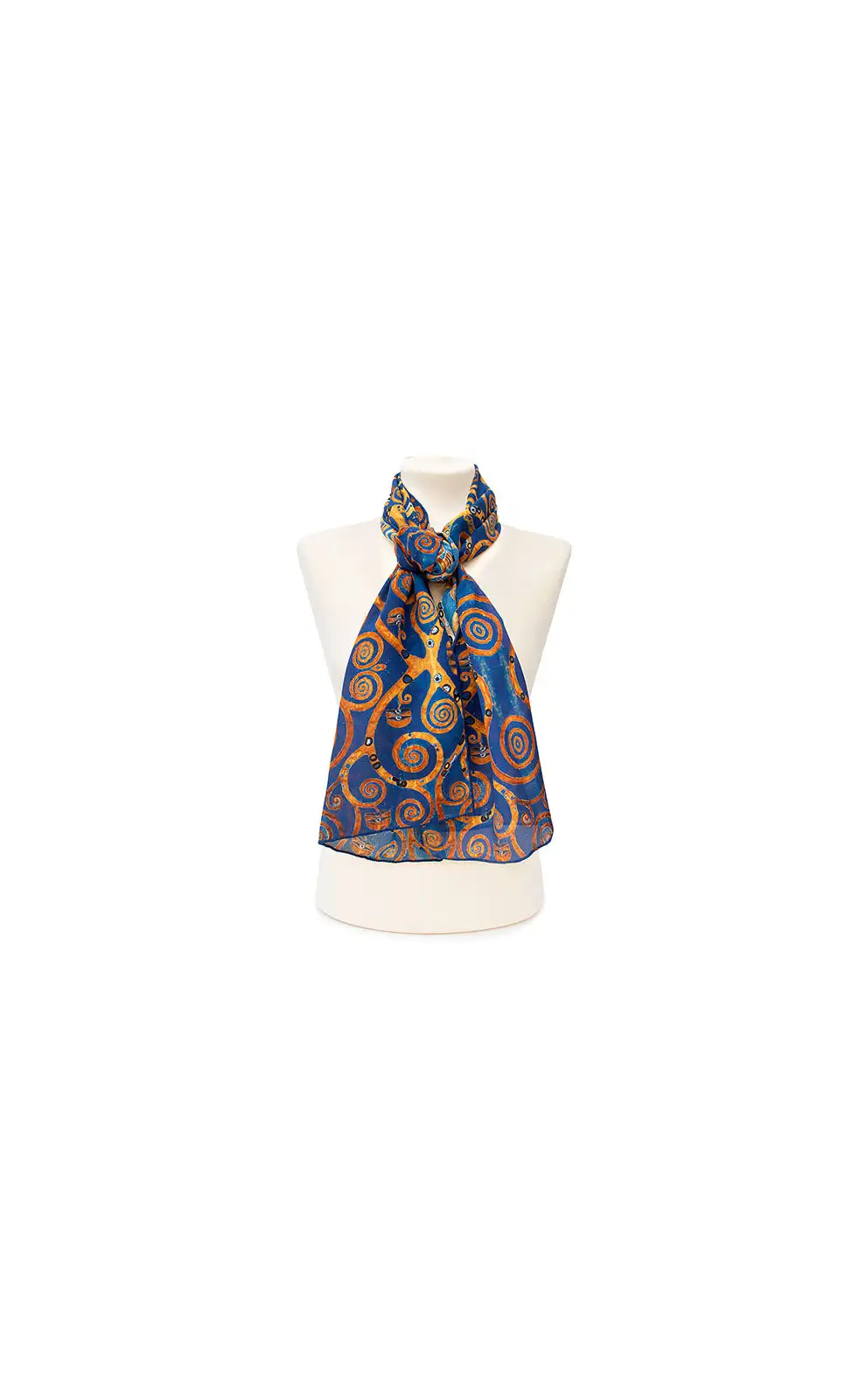 Scarves Fox and Chave Klimt Tree Of Life Blue Crepe De Chine Scarf £45.00