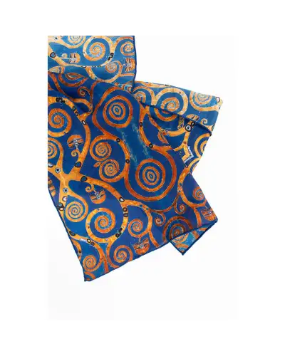 Scarves Fox and Chave Klimt Tree Of Life Blue Crepe De Chine Scarf £45.00