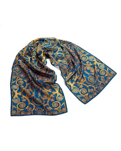 Scarves Fox and Chave Klimt Tree Of Life Blue Crepe De Chine Scarf £45.00
