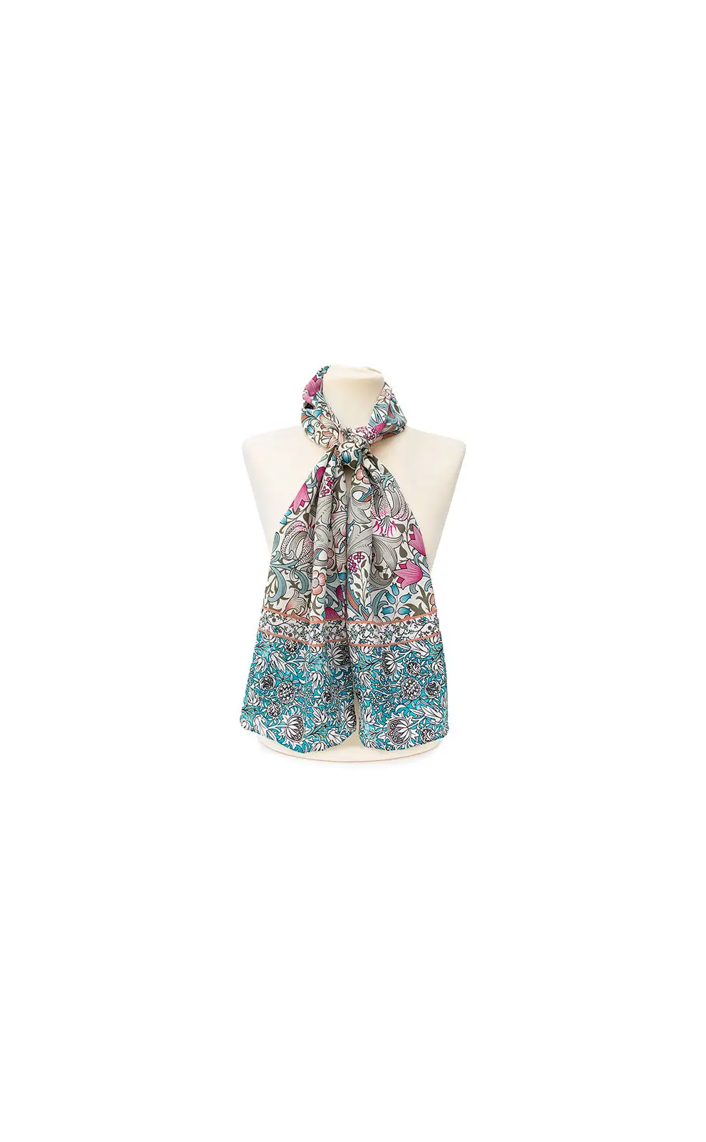 Scarves Fox and Chave Morris Golden Lily Pink Crepe De Chine Scarf £45.00