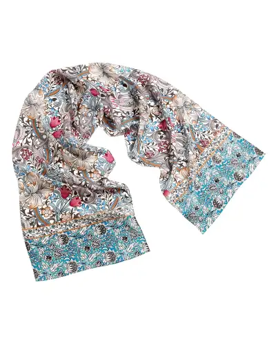 Scarves Fox and Chave Morris Golden Lily Pink Crepe De Chine Scarf £45.00