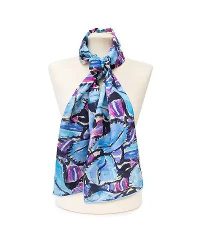 Scarves Fox and Chave Klimt Turquoise and Pink Crepe De Chine Scarf £45.00