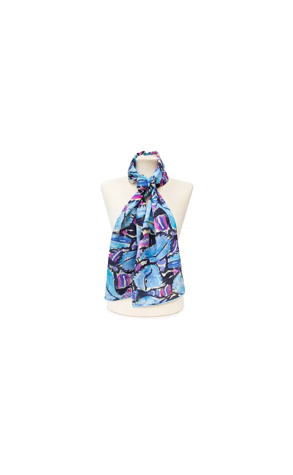 Scarves Fox and Chave Klimt Turquoise and Pink Crepe De Chine Scarf £45.00