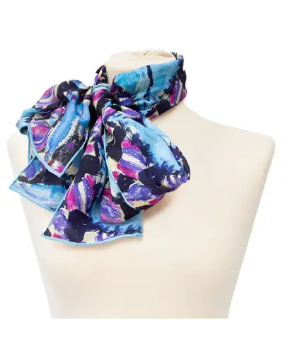 Scarves Fox and Chave Klimt Turquoise and Pink Crepe De Chine Scarf £45.00