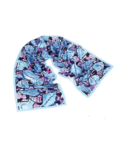 Scarves Fox and Chave Klimt Turquoise and Pink Crepe De Chine Scarf £45.00