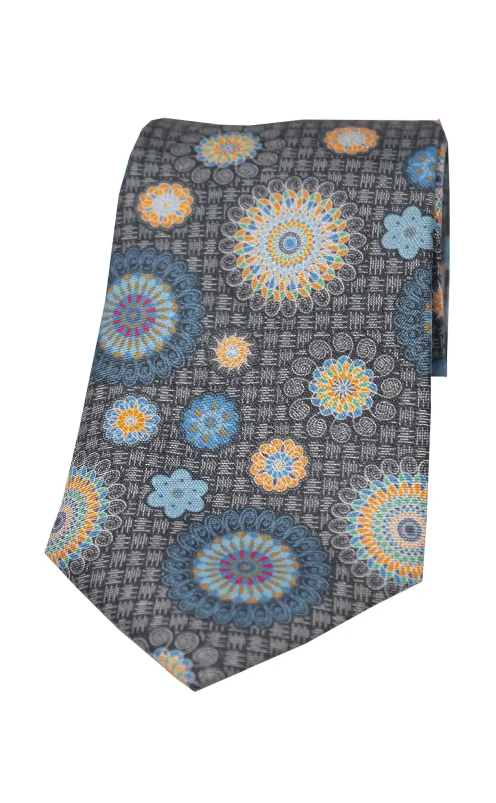 Posh & Dandy Ties Soprano Ties Grey With Large Multi Coloured Circles Posh and Dandy Silk Tie £27.00