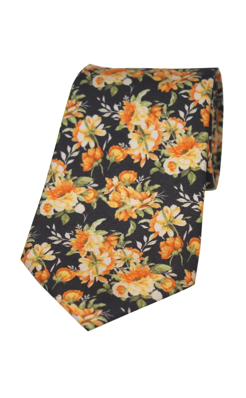 Posh & Dandy Ties Soprano Ties Black With Orange And Yellow Flowers Posh And Dandy Silk Ties £27.00