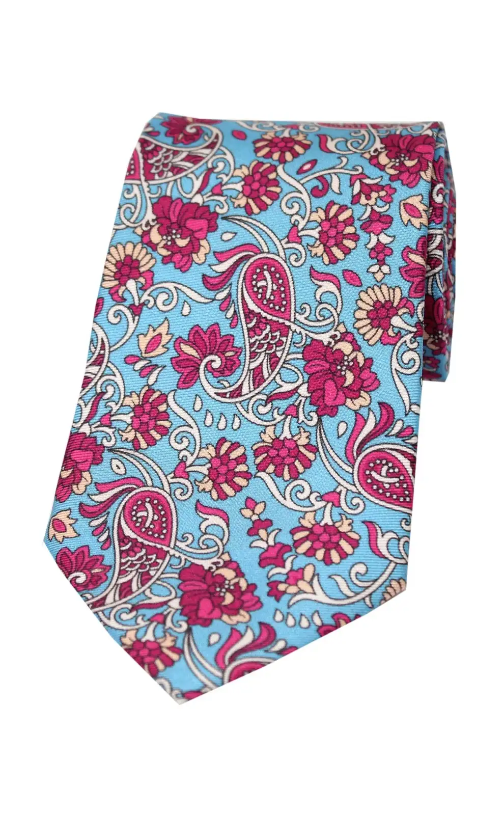 Posh & Dandy Ties Soprano Ties Sky Ground With Plum Flowers Posh And Dandy Silk Tie £27.00