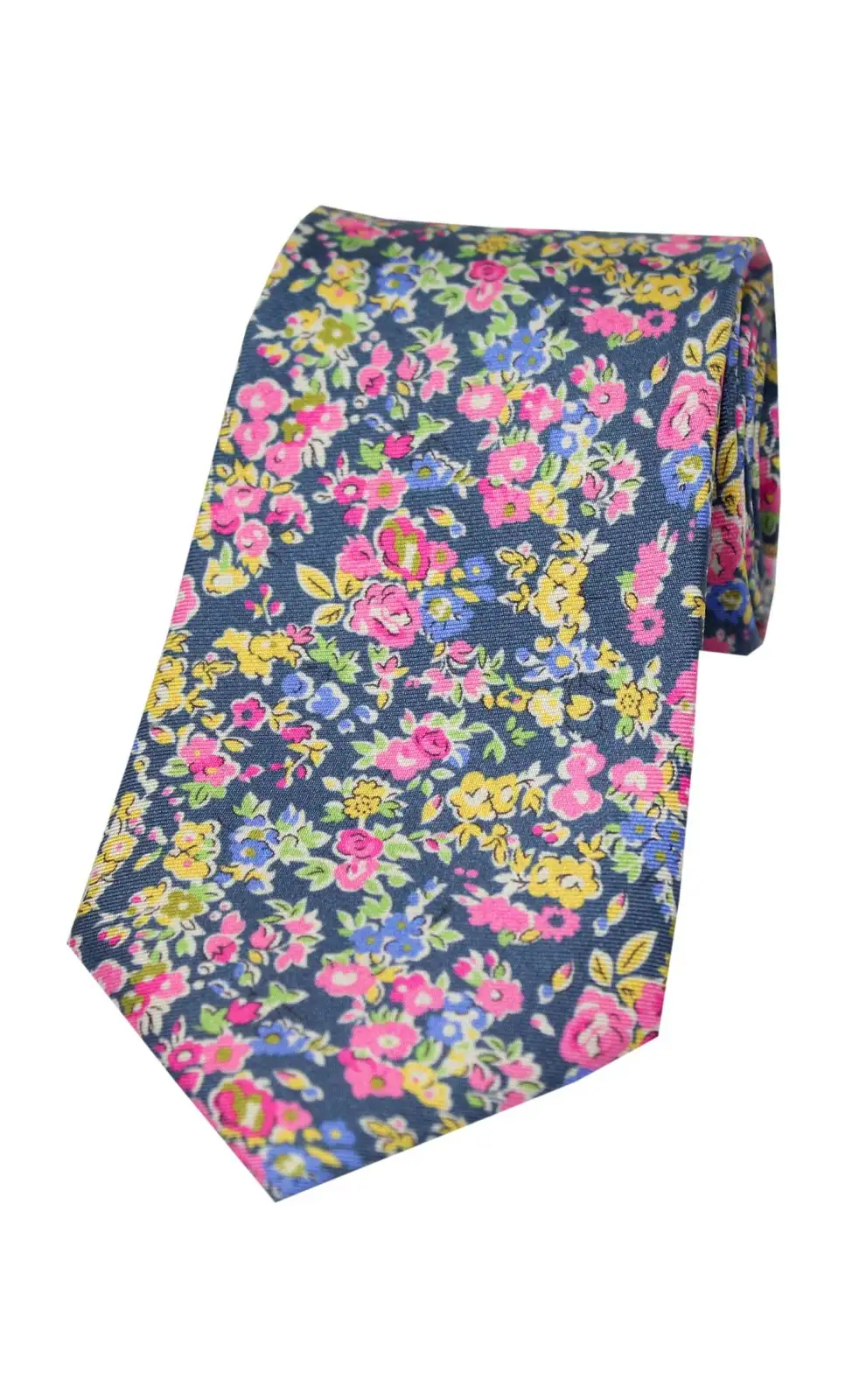 Posh & Dandy Ties Soprano Ties Navy With Small Multi Coloured Flowers Posh and Dandy Silk Tie £27.00