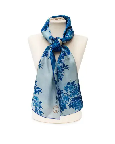 Scarves Fox and Chave Blossoming Cherry In Moonlight Silk Habotai Scarf £32.00
